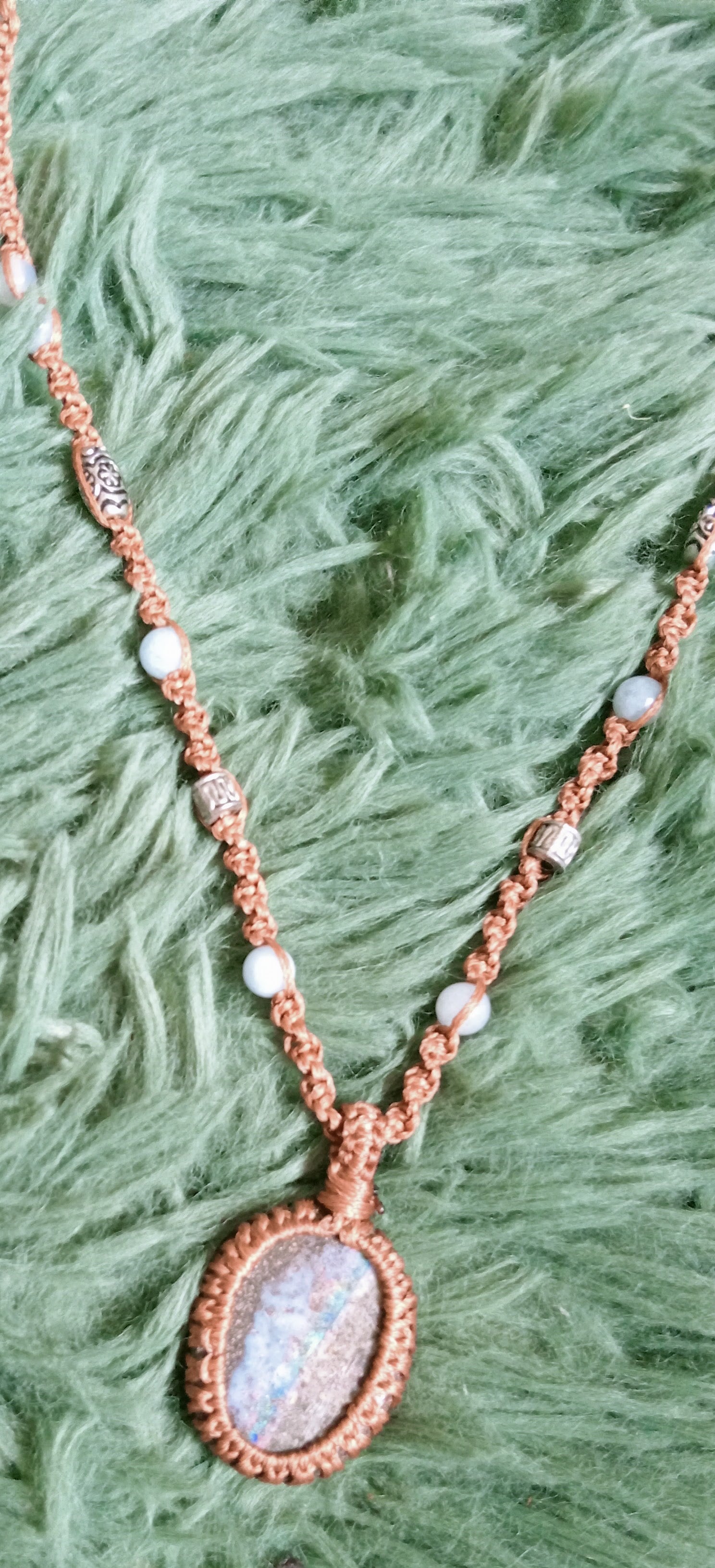 Australian bolder opal macrame necklace