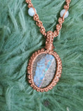 Australian bolder opal macrame necklace