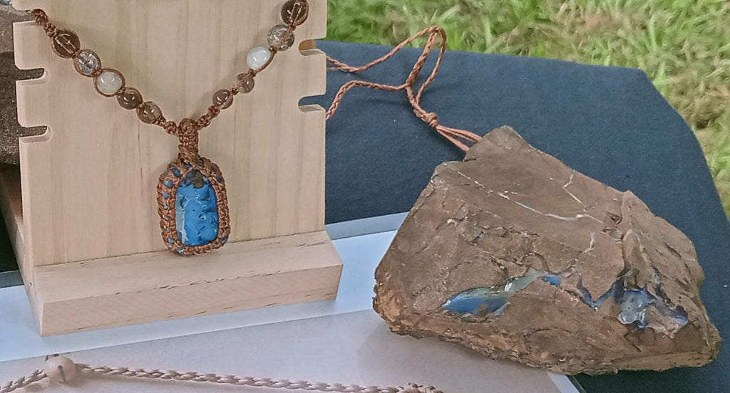 Australian bolder opal macrame necklace
