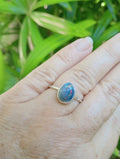 Lightning Ridge crystal opal fish eye Stirling silver ring size S