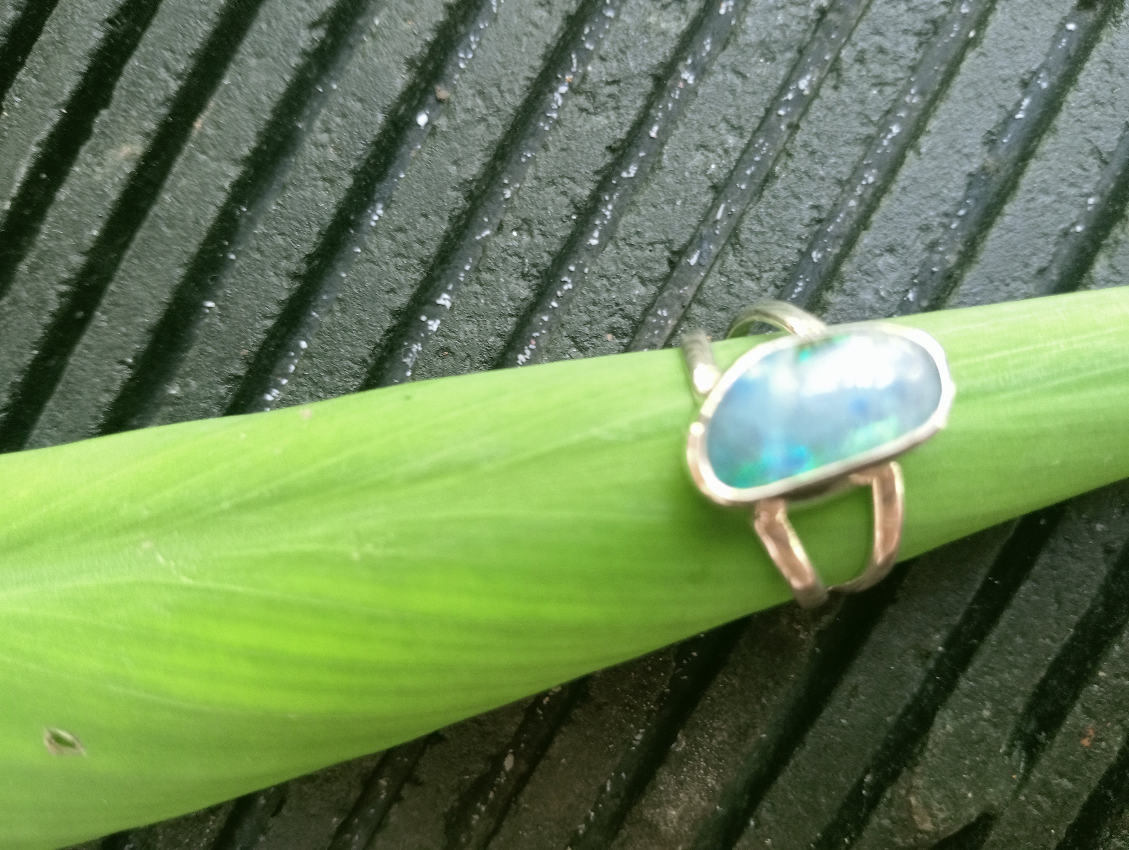 Australian bolder opal, something different, silver ring size Q