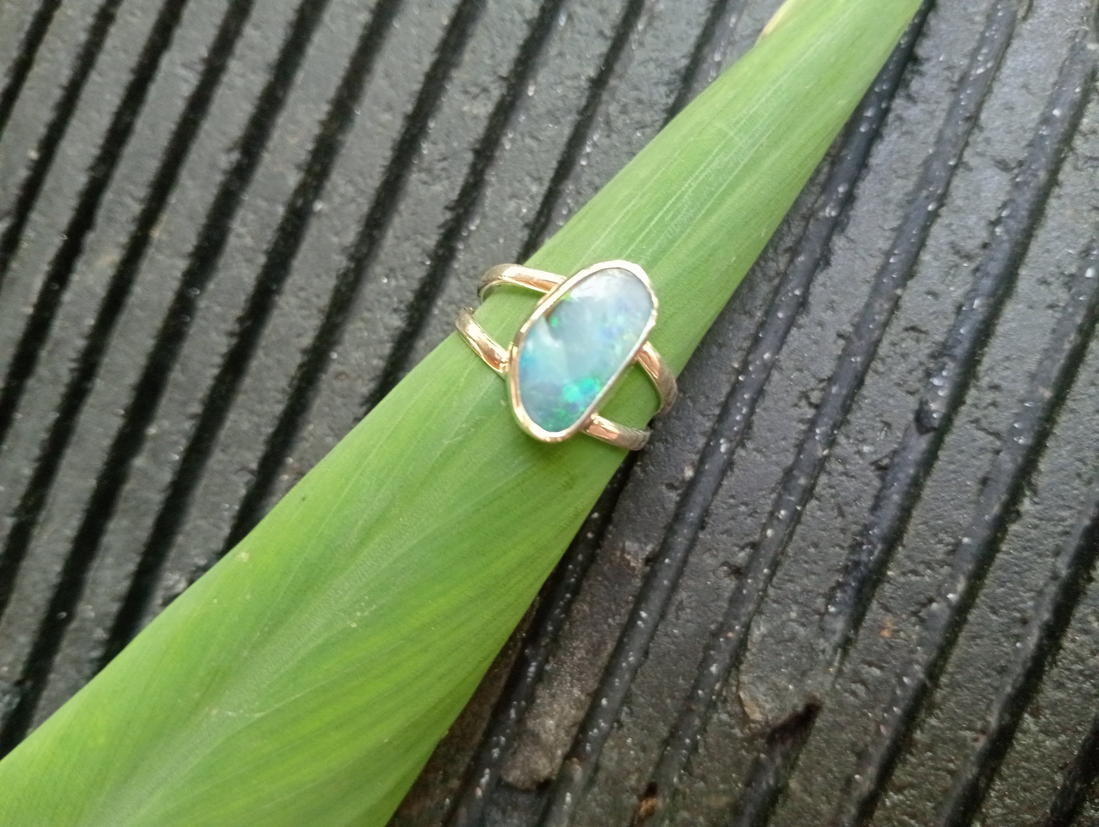 Australian bolder opal, something different, silver ring size Q