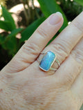 Australian Coober Pedy pretty amazing bolder opal, silver ring size Q