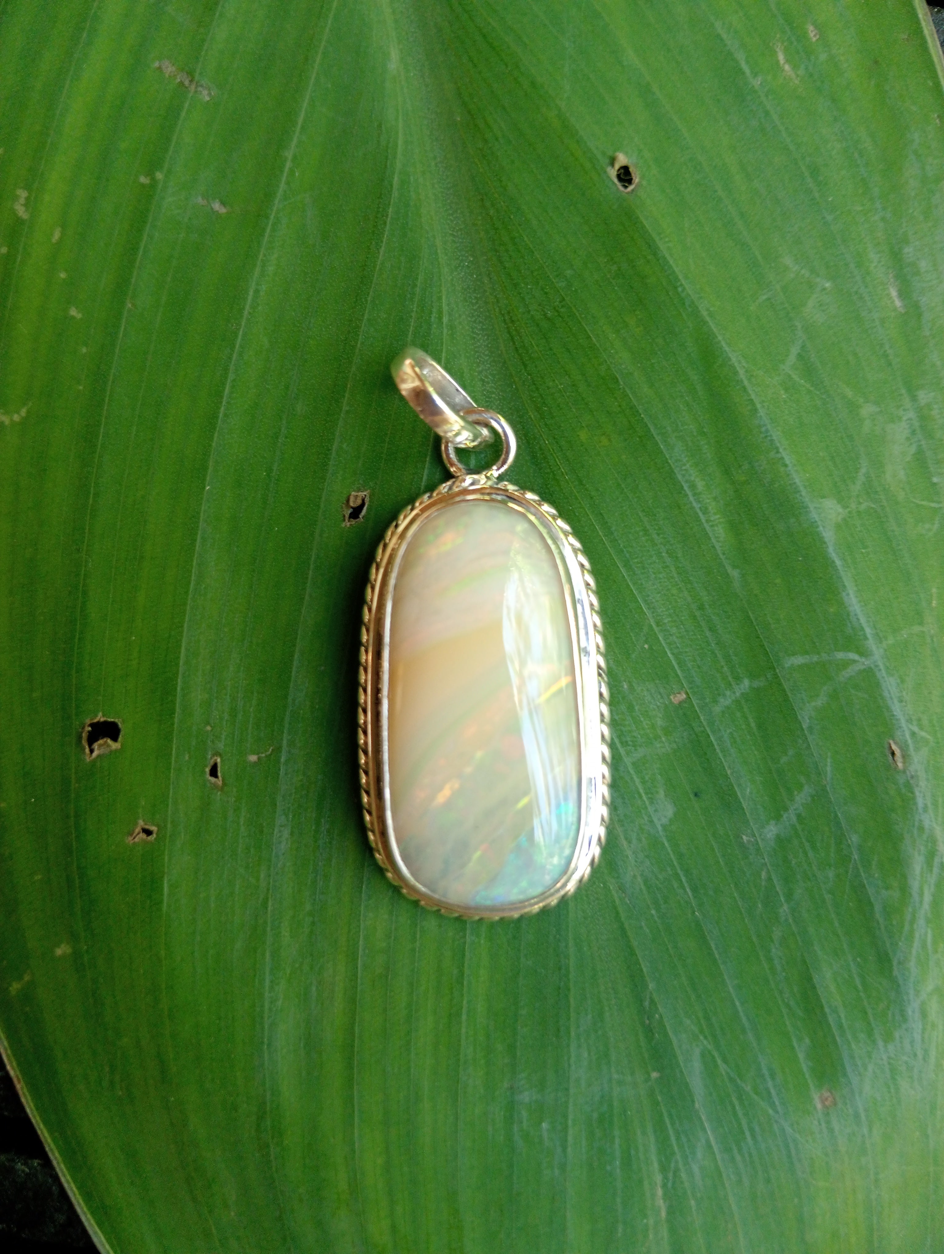 "Lifes a beach" Australian Coober Pedy bolder opal sterling silver pendant