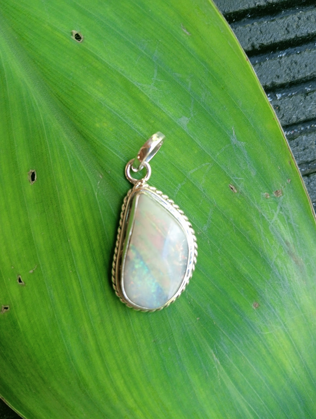 "Day at the beach" Australian bolder opal sterling silver pendant