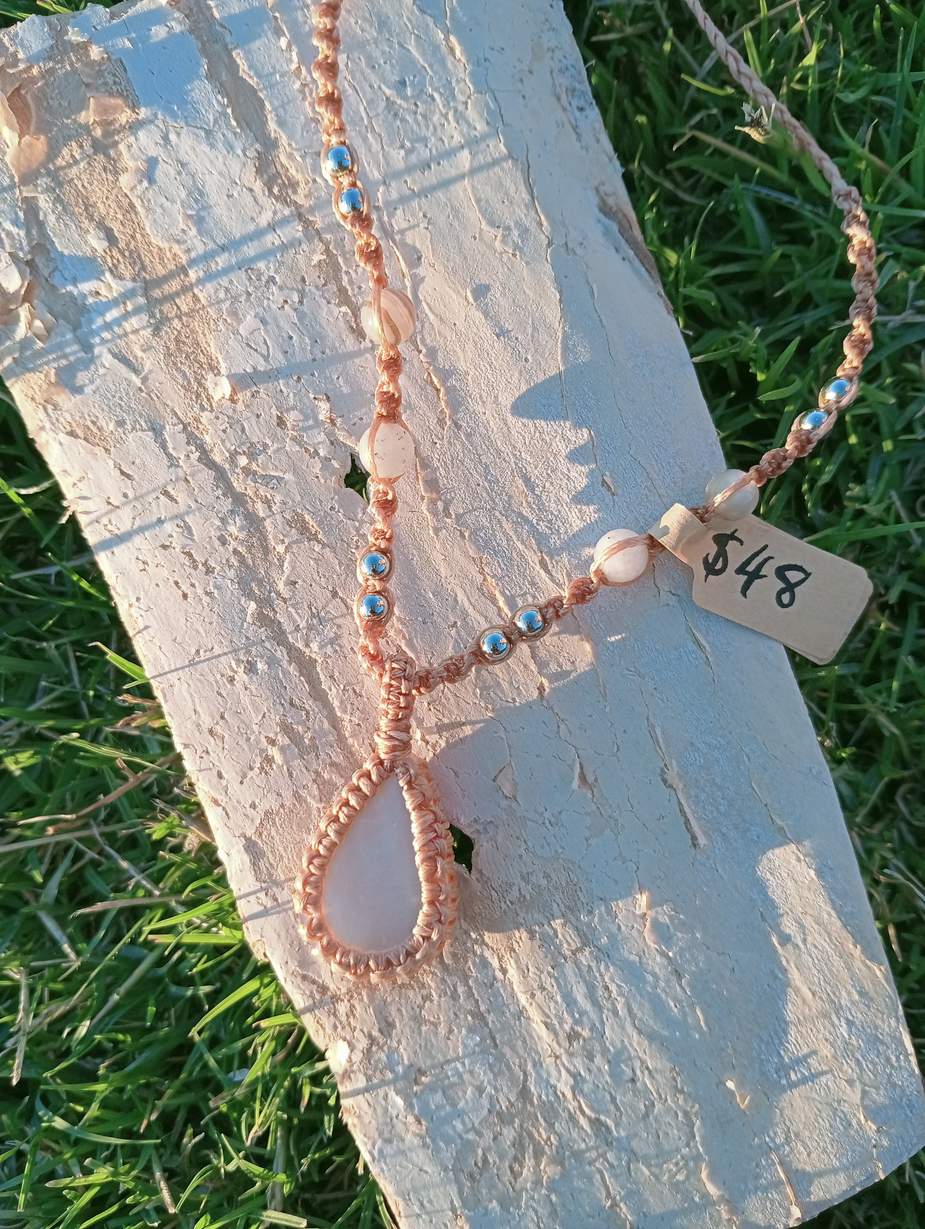 Mother of pearl mirco macrame necklace