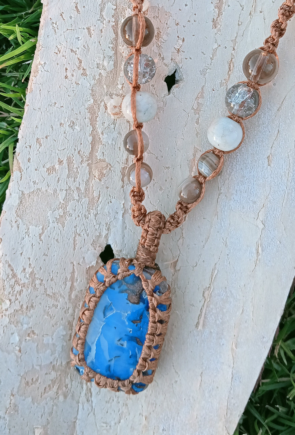 Australian bolder opal macrame necklace