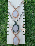 Rose quartz macrame necklace