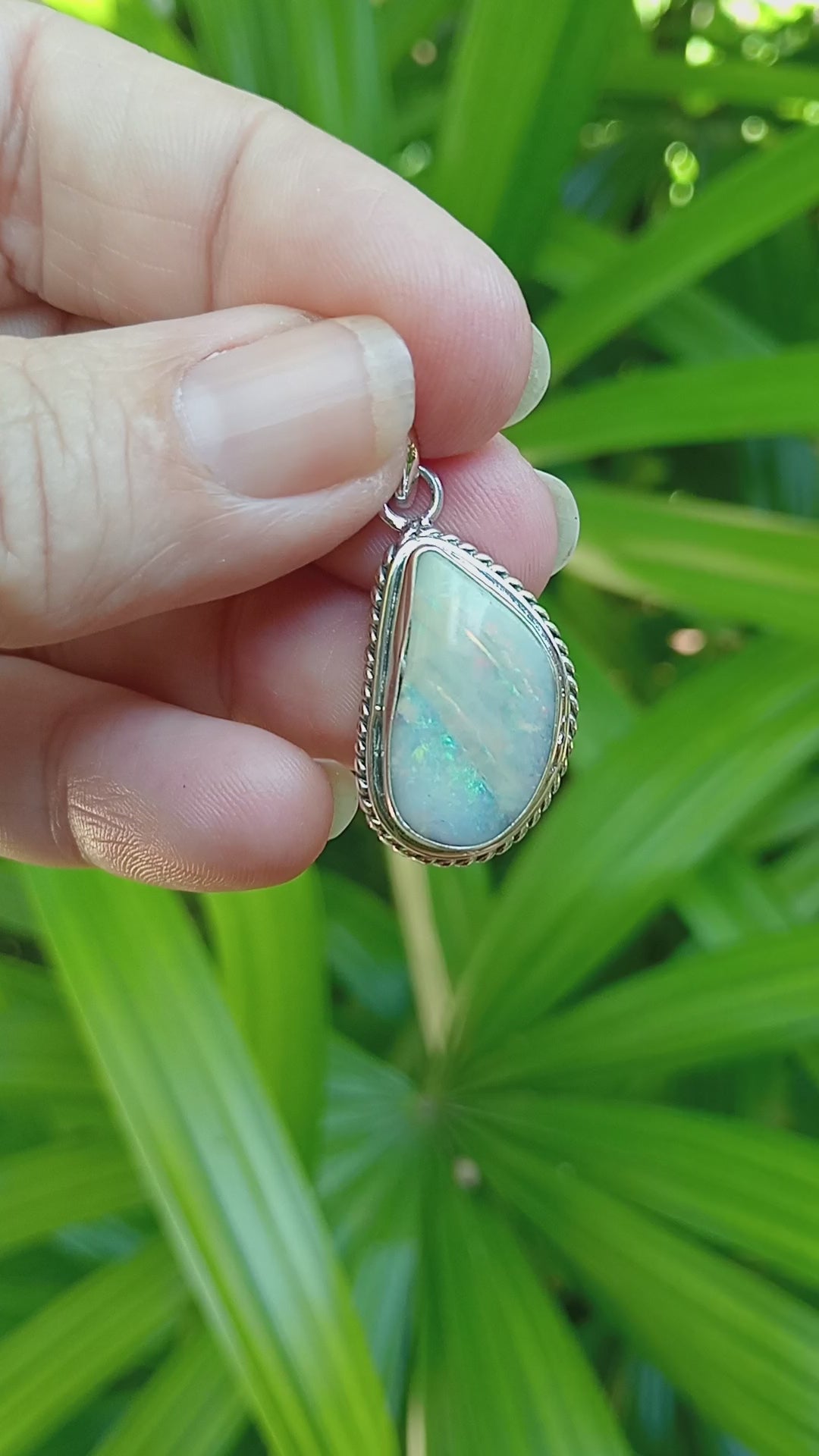 "Day at the beach" Australian bolder opal sterling silver pendant