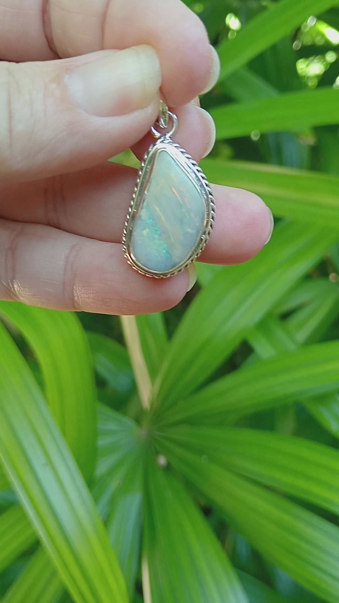 "Day at the beach" Australian bolder opal sterling silver pendant