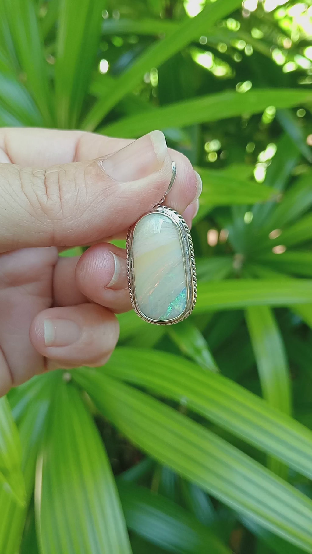 "Lifes a beach" Australian Coober Pedy bolder opal sterling silver pendant