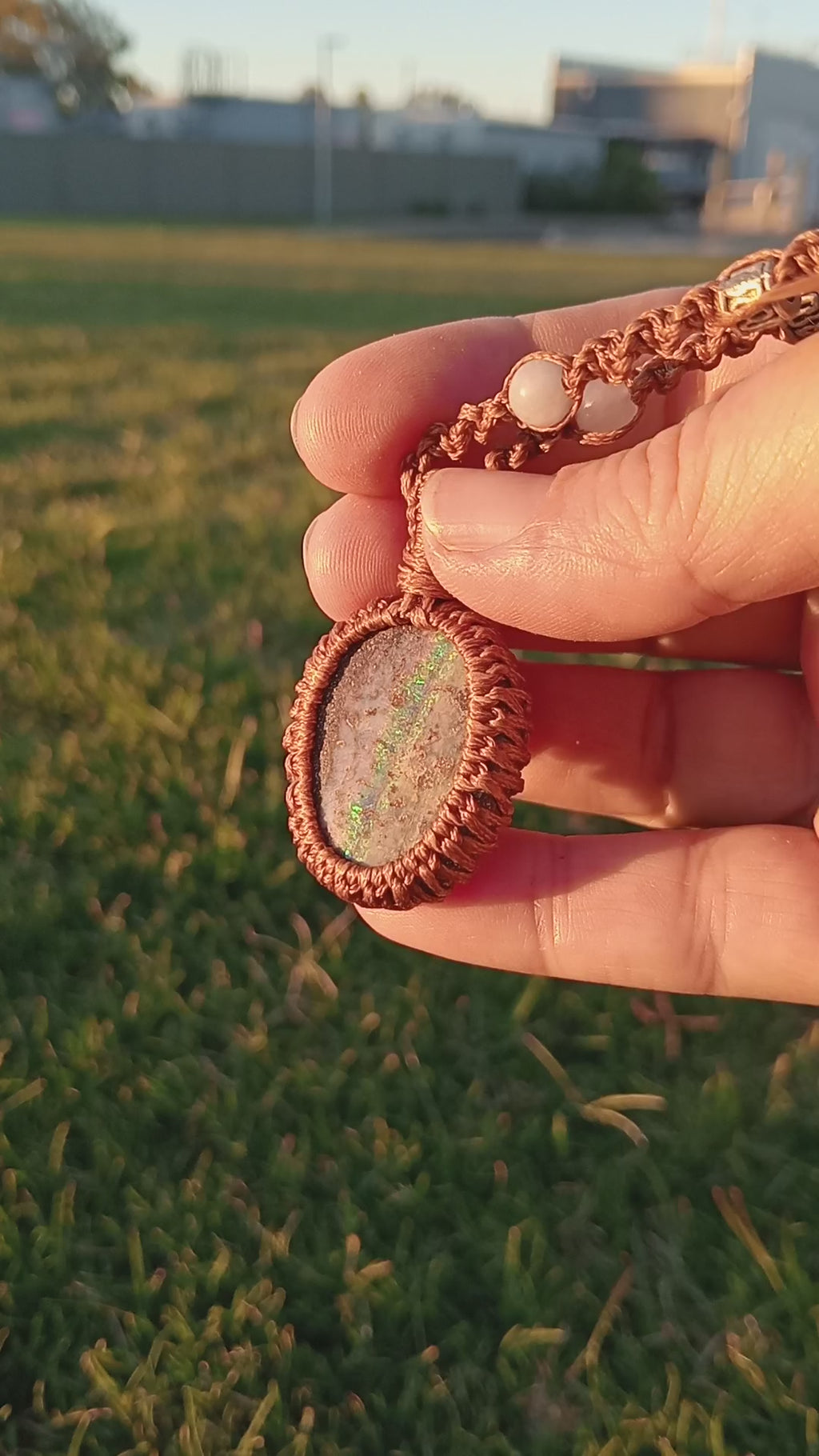 Australian bolder opal macrame necklace