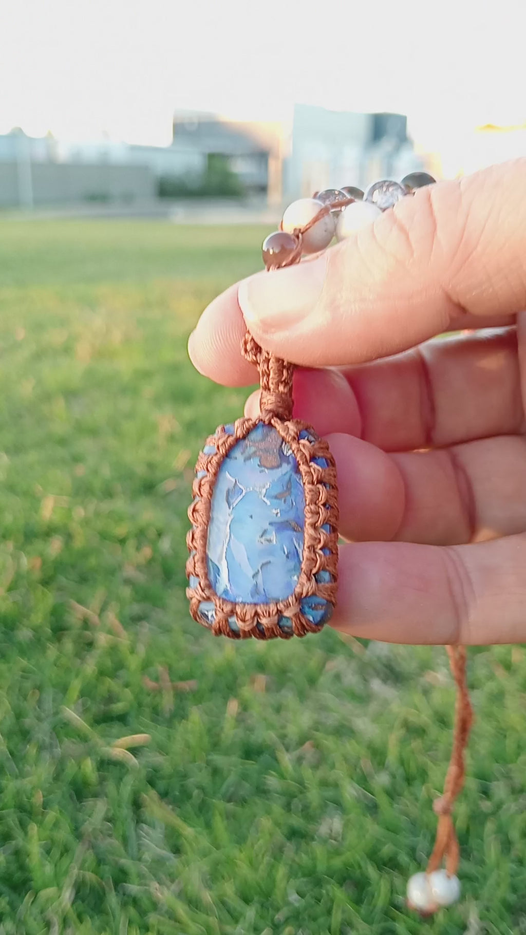 Australian bolder opal macrame necklace