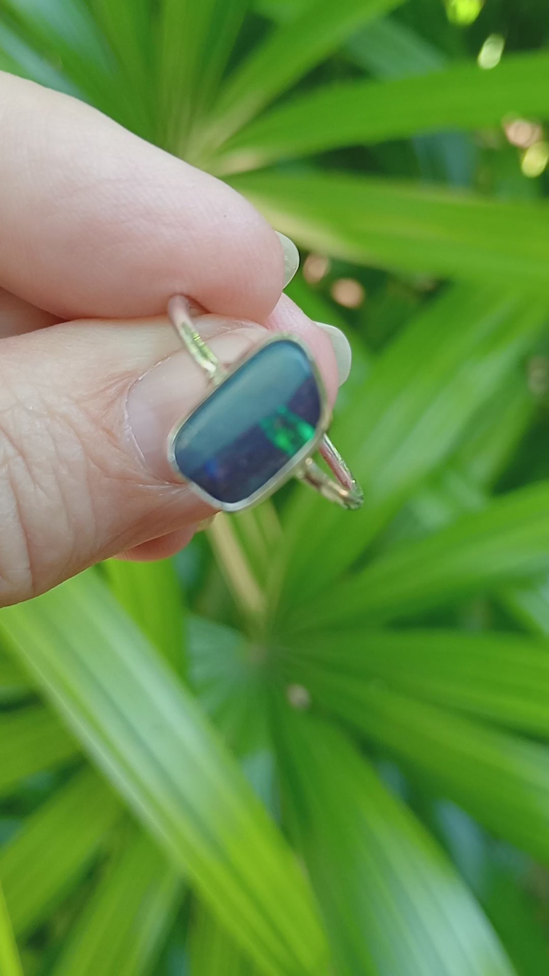 Australian Coober Pedy bolder opal big blue Sterling silver ring size S