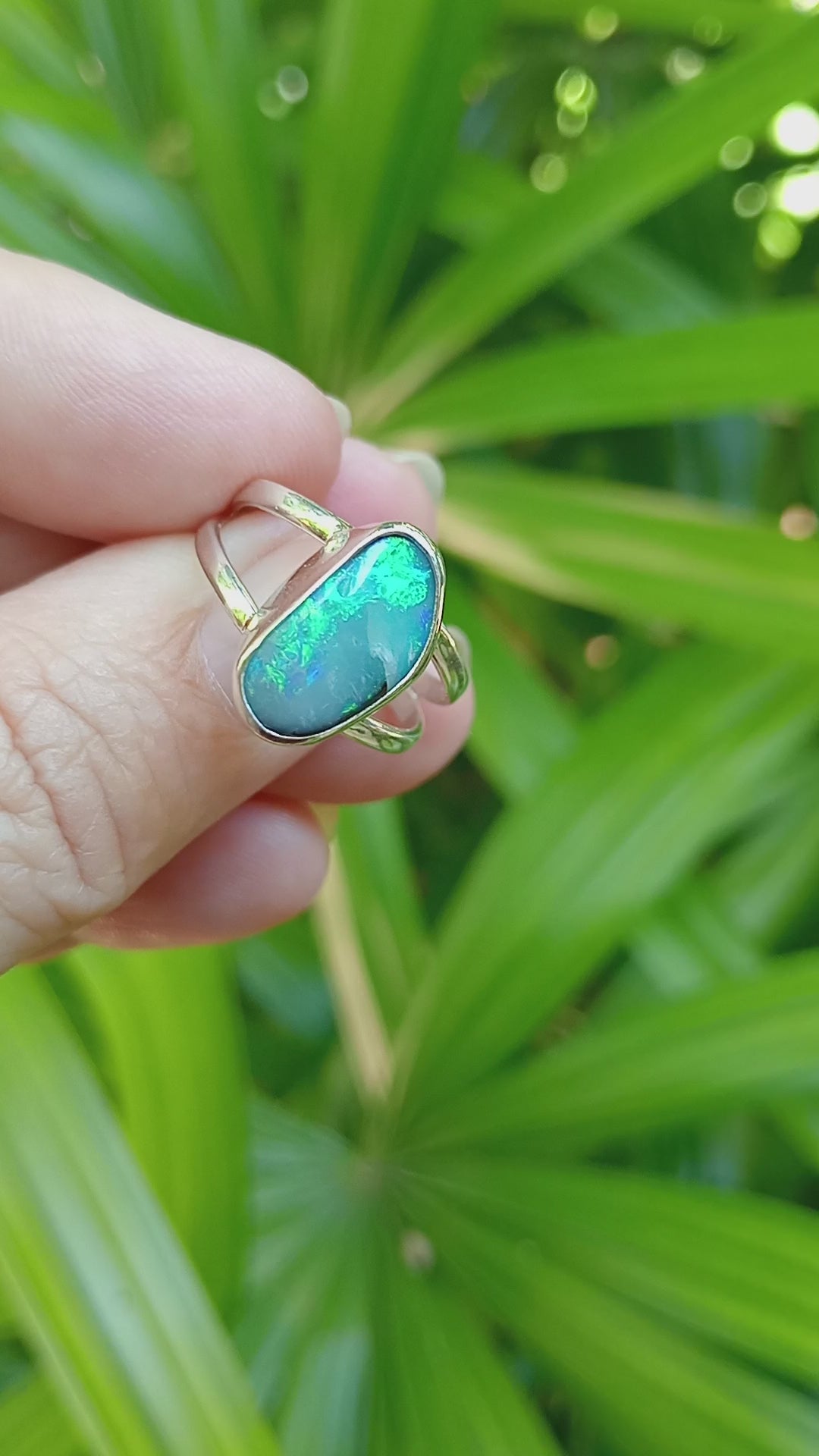 Australian bolder opal, something different, silver ring size Q